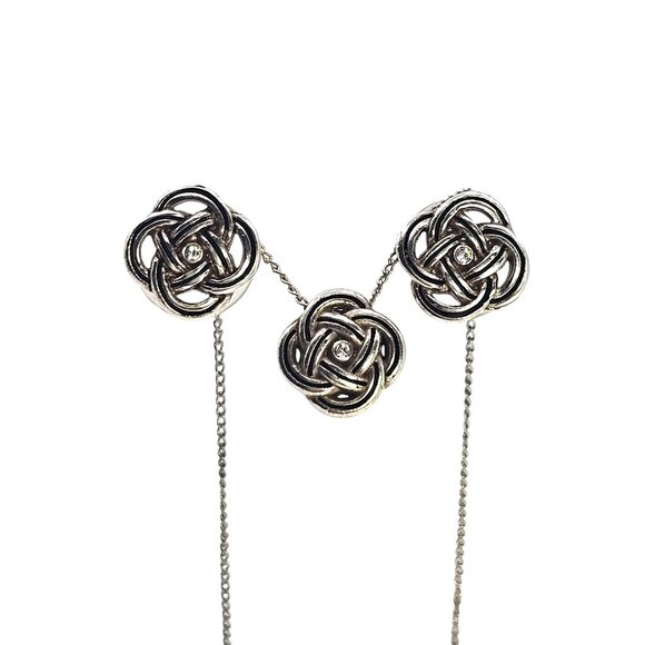 Brighton Interlok Mini Necklace & Post Earring Set Silver Plated - Picture 1 of 16